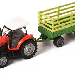 Pull Back Friction Tractor with Trolley Inertia Vehicle Farm Truck Toy for Kids-18