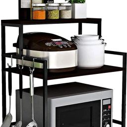 Containers Kitchen Rack Microwave Kitchen Rack, Large Capacity Easy to Clean Durable Design Iron-image-38