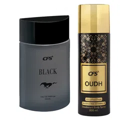 CFS Black Eau De Parfum & Oudh Black Long Lasting Deodorant Combo-50