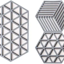 Silicone Trivets for Hot Pots Tringle+Line Grey Set of 3 Matte Trivet-17
