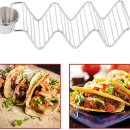Steel Premium Taco Holder Stand With Dip Bowl Stylish & Durable Taco Holder Serving Set-image-27