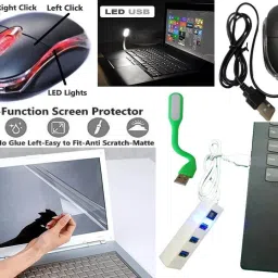 ANJO Keyboard-LEDMouse-Pad-Hub-Cleaner-OTGM&C-Ext-LED-Skin-14.6iScrn&KeyGuard&Sleeve Combo Set image 3