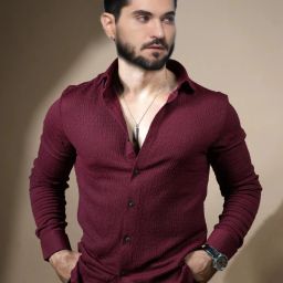 Men Slim Fit Solid Cut Away Collar Casual Shirt-image-89