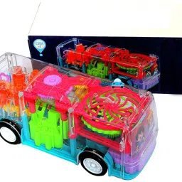saleoff Unique Multifunctional Mechanical Concept Musical Bus Toy for Kids, 3D Bus Toy with 360 Degree Rotation, Gear Transparent Bus Toy with Light &Sound Effects for Boys|Kids image 3