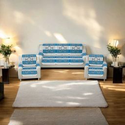 Cotton Abstract 3+1+1 Seater Sofa Cover-image-19