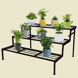 3 Step Stand for Multiple use and Planters Stand,Black, set of 1 Plant Container Set-image-6