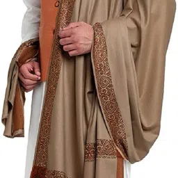 Kashmiri queen Polyester Wool Blend Solid, Woven Men Shawl-image-80