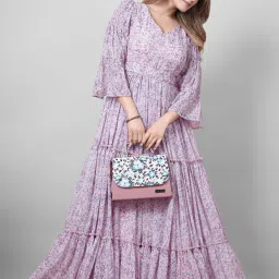 Floral Print Georgette Stitched Flared/A-line Gown-image-20