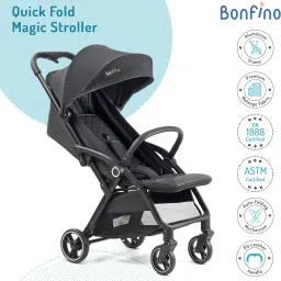 bonfino Quick Fold Baby Stroller with 5-Point Safety Harness&Reclining Backrest, 0-3 Yrs Stroller image 5