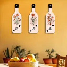suveharts 3 Pcs Love Live Laugh Flowers Wooden Bottles Hanging-picture-5