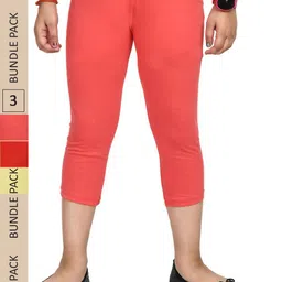 IndiWeaves Girls Pack Of 3 Pure Cotton Capris-picture-20