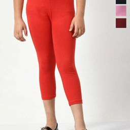 BAESD Girls Pack Of 4 Cotton Lycra Capris-picture-34