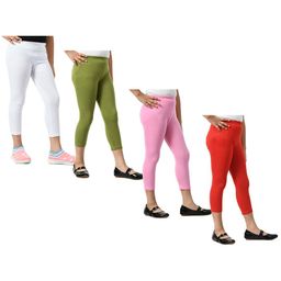 BAESD Girls Pack Of 4 Skinny Fit Mid Rise Cotton Capris-92