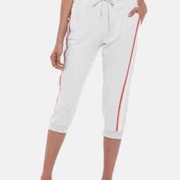 Ajile by Pantaloons Women Grey Melange & Red Solid Mid Rise Capris-image-9