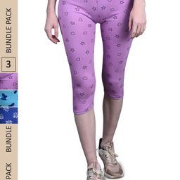 FRENCH KLEIDER Girls Pack of 3 Printed Skinny Fit Cotton Lycra Capris-image-25