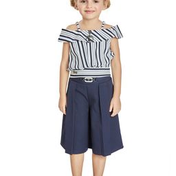 Peppermint Girls Striped Shoulder Straps Top with Capris-image-63
