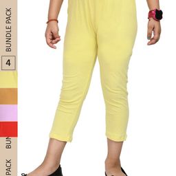 IndiWeaves Girls Pack Of 4 Pure Cotton Capris-image-83