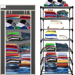 Black-Metal-6 Layer Carbon Steel Collapsible Wardrobe-17