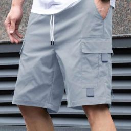 Solid Men Grey Cargo Shorts-picture-10