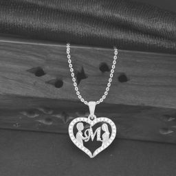 Couple Pendant M Letter Silver plated Valentine alphabet Cubic Zirconia Pendant Silver Cubic Zirconia Brass Pendant-image-4