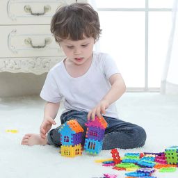 aexoniz toys Blocks for Kids House Construction Building Blocks for Boys with Windows Toy Set, Smooth Rounded Edged, DIY Combo, Plastic (House Blocks - 72 Piece ) - Multicolor image 4