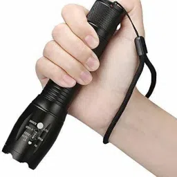 TAC Light Metal LED Torch Flashlight, XML T6 Water Resistance 5Modes Zoom Torch with Adjustable Focus with 3 AAA Battery (Emergency... Torch-11