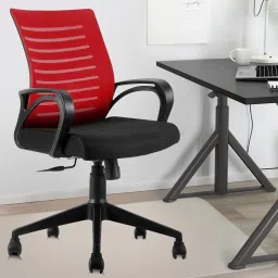 Home & Office Mesh Chair with Fixed Handles - Comfortable Desk Chair Fabric Office Adjustable Arm Chair-picture-26