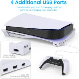 ZITRONIX Horizontal Stand for PS5 Console with 4-Port USB Hub, Upgraded Base Skate Holder Gaming Accessory Kit image 4