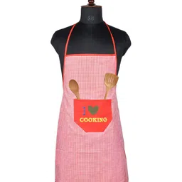 Kuber Industries Red Checked Waterproof Kitchen Aprons image 1