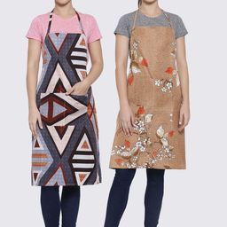 Arrabi Multicoloured Pack of 2 Printed Aprons image 1
