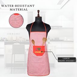 Kuber Industries Red Checked Waterproof Kitchen Aprons image 4