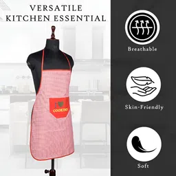Kuber Industries Red Checked Waterproof Kitchen Aprons image 5