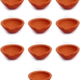 Hand Made Clay Mitti Diya Deepak Oil Lamp for Diwali Festival Pooja Article Earthenware (Pack of 10) Table Diya Set-image-54