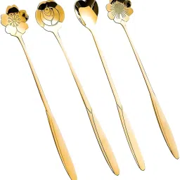 Golden Spoon Set/Coffee Spoon/Dessert Spoon/Cutlery Kitchen Tableware Disposable Stainless Steel Dessert Spoon Set-image-83