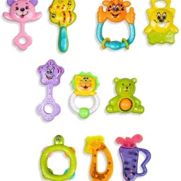 Rattle Set Colourful Plastic Non Toxic Pack of 10 Attractive Rattle Rattle-24