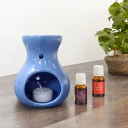 Oil/Candle Purple Diffuser for Home Fragrance with 1 T-Light & 2 10ml Aroma Oil Diffuser Set-image-57