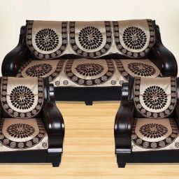Arman Brown AR Design Velvet Sofa Cover (Brown Set of 6 Pieces) Sofa Fabric-image-1