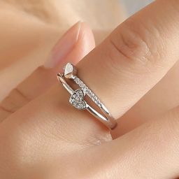 Valentine Gift For Girlfriend Heart Silver Ring For Women Girls Romantic Gifts Stainless Steel Cubic Zirconia Gold Plated Ring-image-27