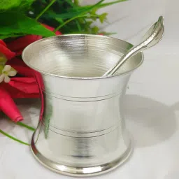 Samukkaras Pure German Silver Handmade Panchapatram Udrani Set/ Theertha Set Decorative Showpiece-12 cm-picture-14