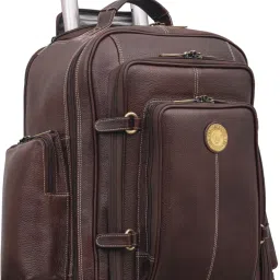 Small Cabin Suitcase (18 inch) 2 Wheels - Rolling Backpack Wheeled Laptop Backpack for Travel, Trolley Luggage Suitcase - Brown-image-17
