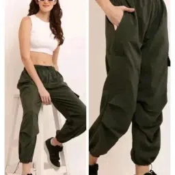 Women Solid Green Track Pants-image-72
