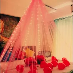 Pink net Curtain Cloth Combo with Led Light for Wall Decorations set of 2-image-39