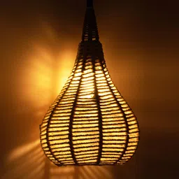 ExclusiveLane Beige Solid Jute Hanging Pendant Ceiling Lamps-27