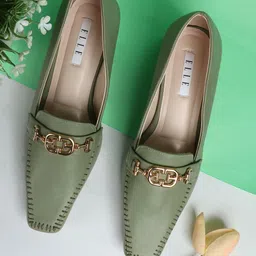 ELLE Square Toe Block Pumps Heels-33