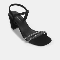 LEMON & PEPPER Embellished Open Toe Block Heels-27