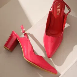 GNIST Pointed Toe Block Heeled Pumps-25