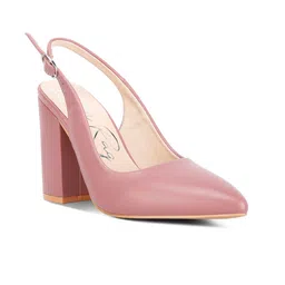 London Rag Creidne Pointed Toe Block Pumps With Buckle Closure-16