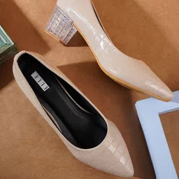 ELLE Women Textured Block Pumps-43