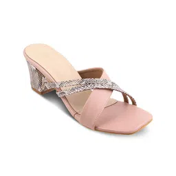 Tresmode Stripblock Printed Cross Strap Block Heels-43