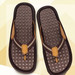FAUSTO Men Brown & Beige Self Design Synthetic Thong Flip-Flops-image-87
